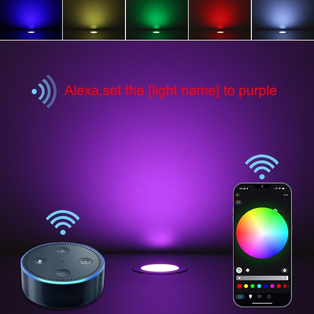 Sumaote LED Deck Lights Kit - 30pcs RGBW WiFi Smart Outdoor Landscape Lighting