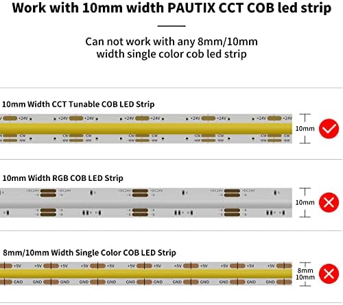 PAUTIX 10mm 3 Pin CCT COB LED Strip Connectors 4pcs Set