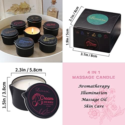 LUXMASA Natural Soy Wax Massage Oil Candle with Cream Cherry Scent