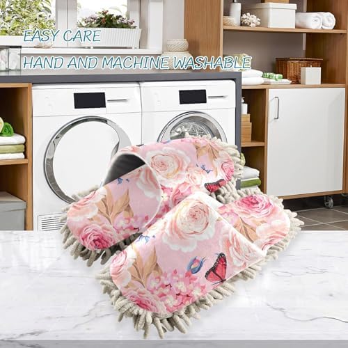 Sinestour Roses Hydrangea Mop Slippers for Floor Cleaning 1