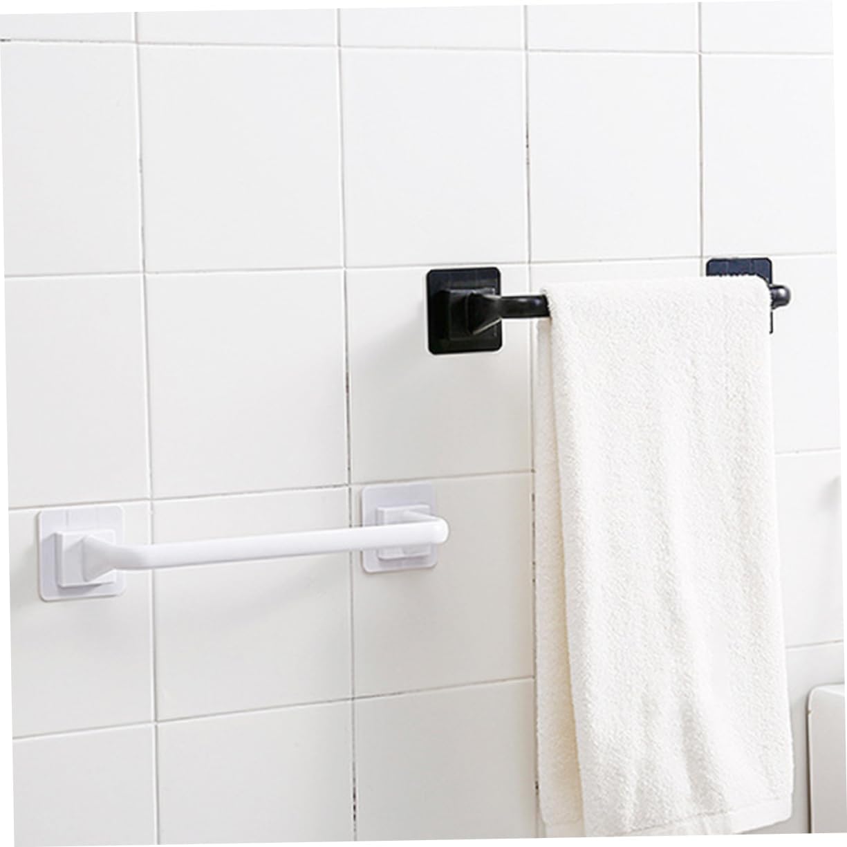 Gadpiparty Plastic Towel Bar Single Hook Bathroom Holder Black