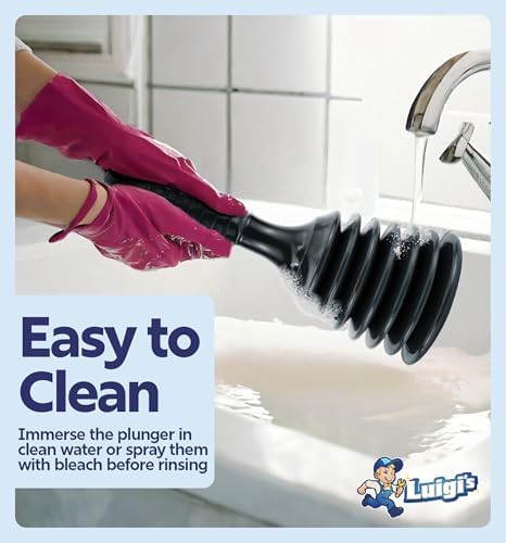 Luigis Black Accordion Plunger for Sinks and Drains