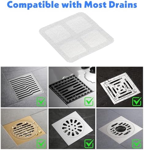 50 Pcs 4x4 Inch Disposable Hair Catcher Mesh Stickers for Bathroom Drains
