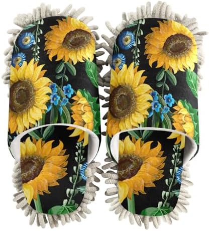 Sinestour Sunflowers Mop Slippers for Floor Cleaning