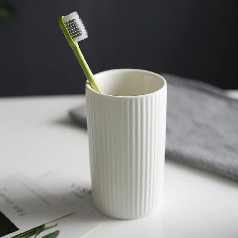 Striped Ceramic Toothbrush Cup for Couples