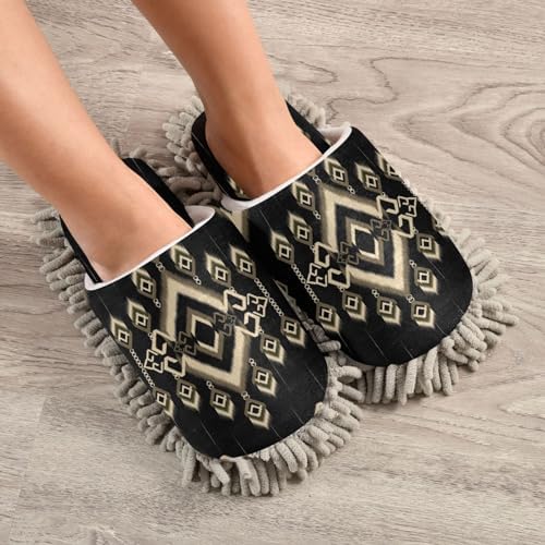 Kigai Microfiber Slippers with Ethic Ikat Pattern - Black Size L