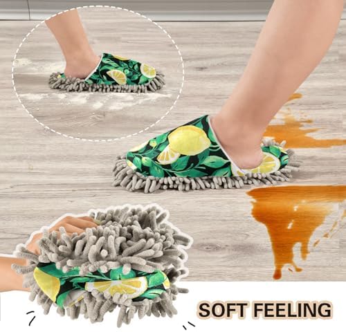 Sinestour Summer Lemon Floral Mop Slippers for Floor Cleaning 1