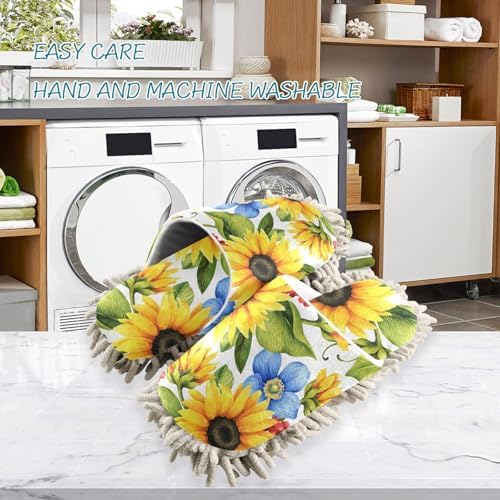 Sinestour Yellow Sunflowers Mop Slippers for Floor Cleaning 1