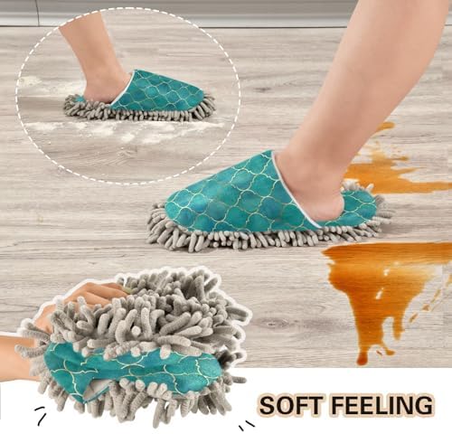 Sinestour Teal Mop Slippers for Floor Cleaning