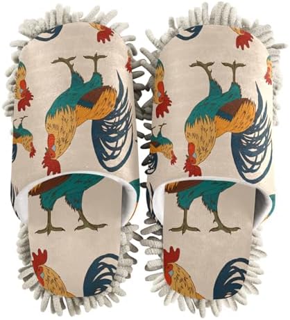 Sinestour Roosters Mop Slippers for Floor Cleaning