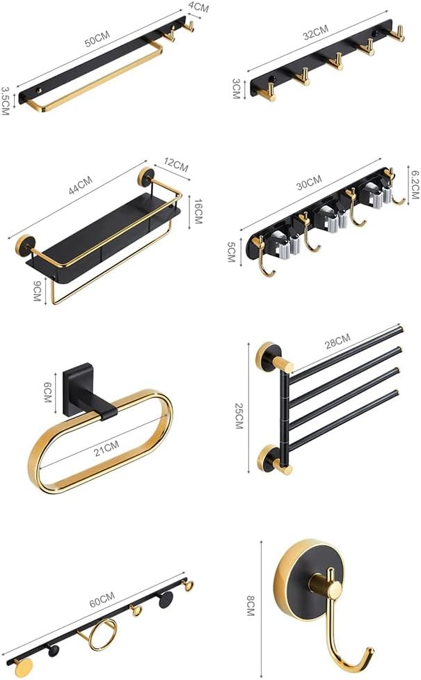 Black Gold Towel Rack with Robe Hooks and Toilet Paper Holder