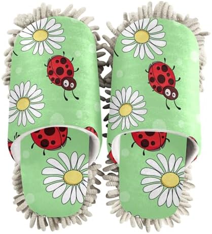 Sinestour Ladybirds Mop Slippers for Floor Cleaning