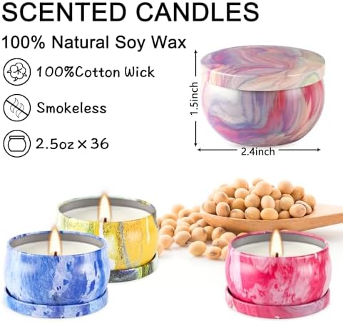Scented Candles Gift Set 36 Pack Soy Wax Aromatherapy