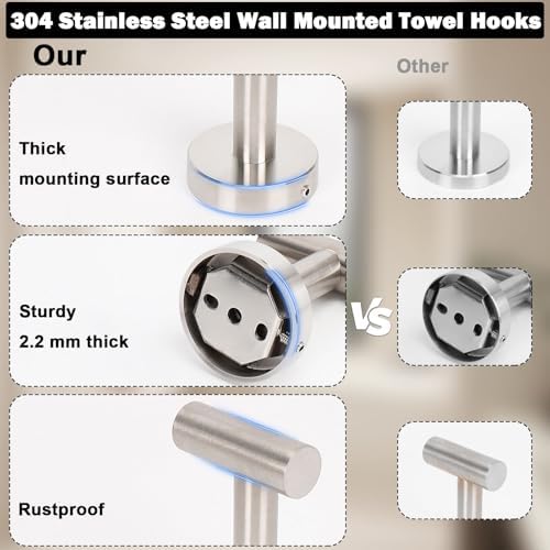 Livabber 4 Pack Brushed Nickel Towel Hooks