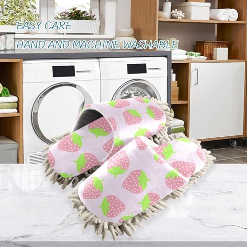 Sinestour Strawberry Pink Mop Slippers for Floor Cleaning 1