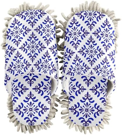 Kigai Microfiber Cleaning Slippers for Men and Women Blue White