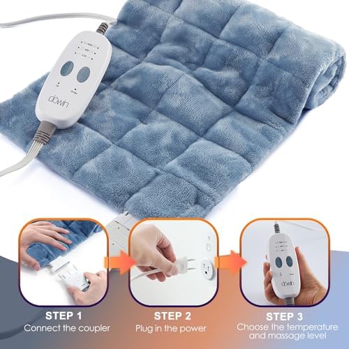 Dowin Weighted Heating Pad with Massager - 12x24 Blue