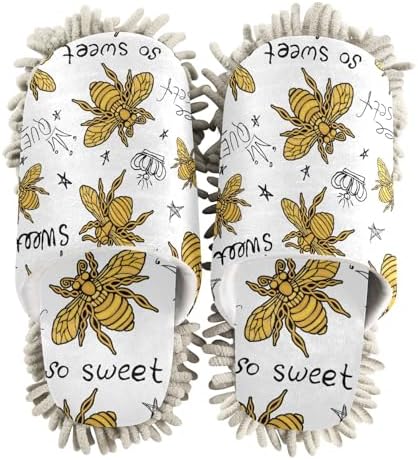 Sinestour Golden Bee Mop Slippers for Floor Cleaning