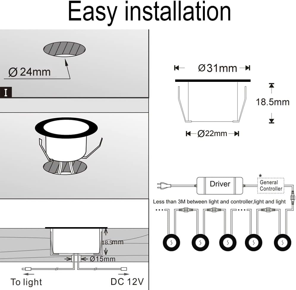 Sumaote 10Pcs LED Deck Light Kit with WiFi Control