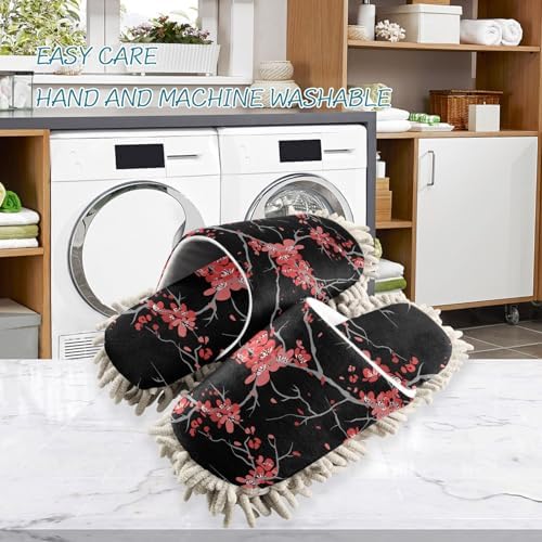 Sinestour Cherry Blossoms Mop Slippers for Floor Cleaning