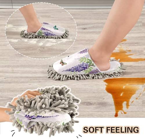 Sinestour Summer Flowers Mop Slippers for Cleaning