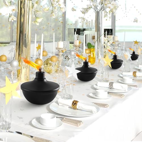 4 Pack Metal Table Top Torches with Refillable Fuel