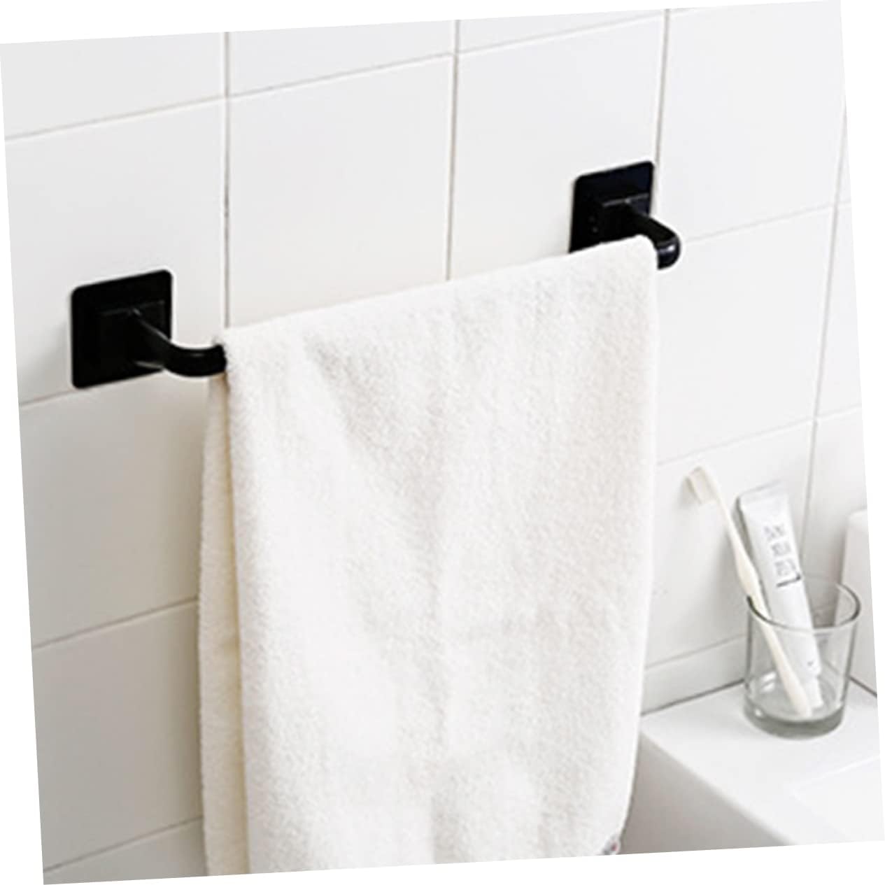 Modern Black Plastic Towel Bar No Drill Holder