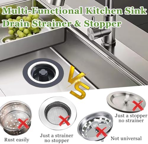 WSYLEN 3 in 1 Kitchen Sink Drain Strainer and Stopper Combo