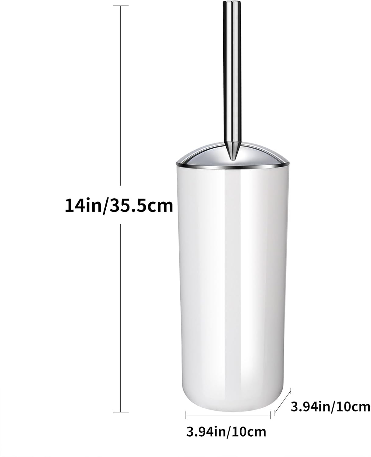 Blwan White Toilet Brush with Stainless Steel Holder 2 Pack