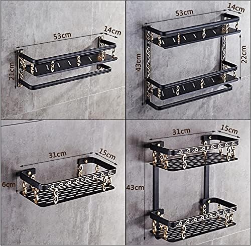 TYZK Shower Shelves Black Gold Carved Set