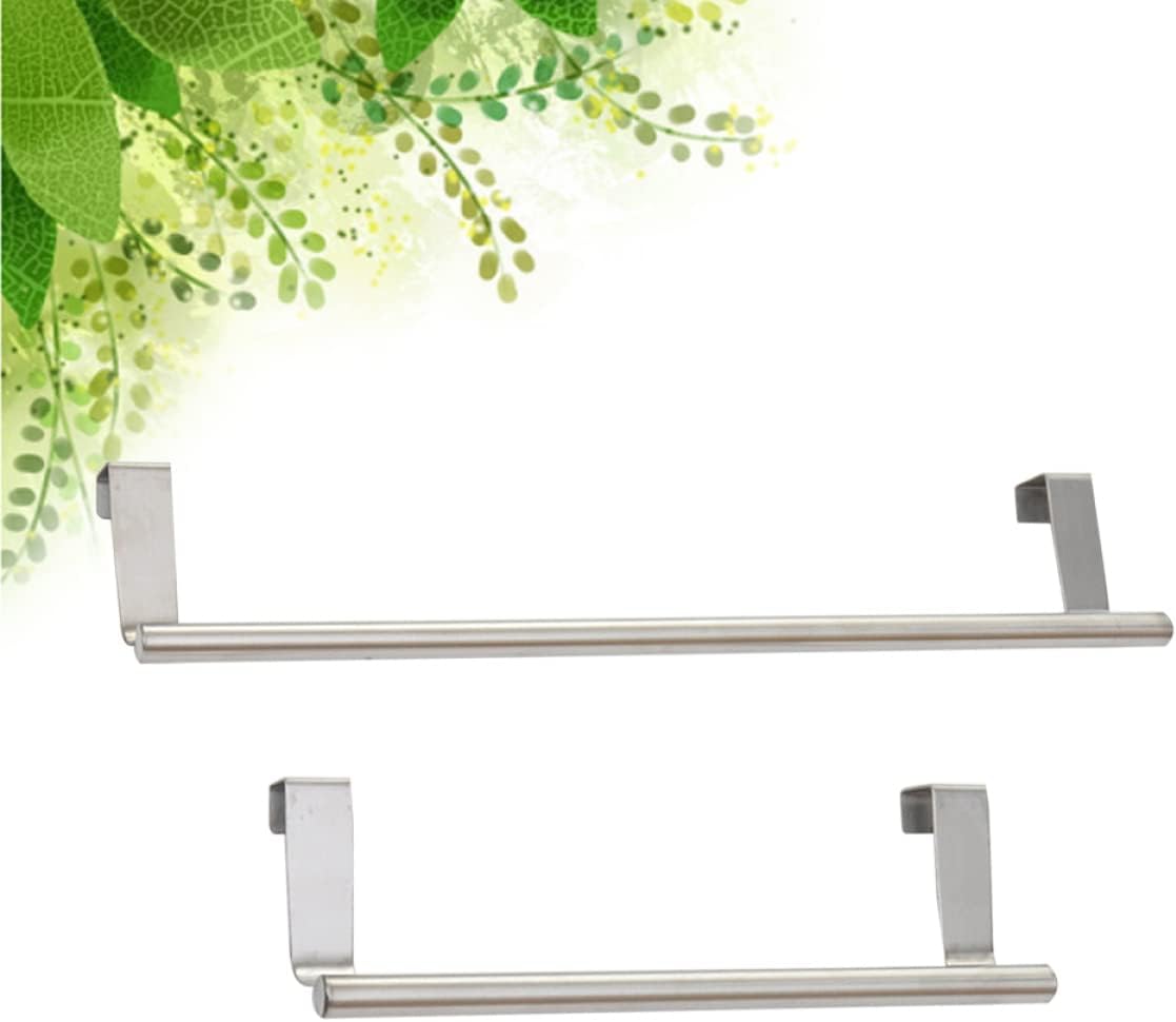 Gadpiparty 2Pcs Stainless Steel Door Towel Bar Hanger Durable Space-Saving