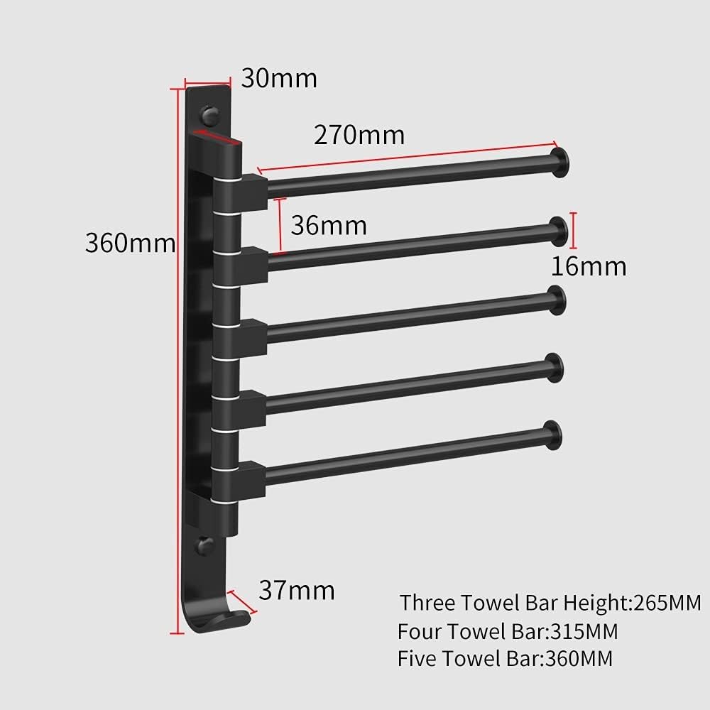 BOCbco Black Wall Mounted Towel Bar with 3 Hooks