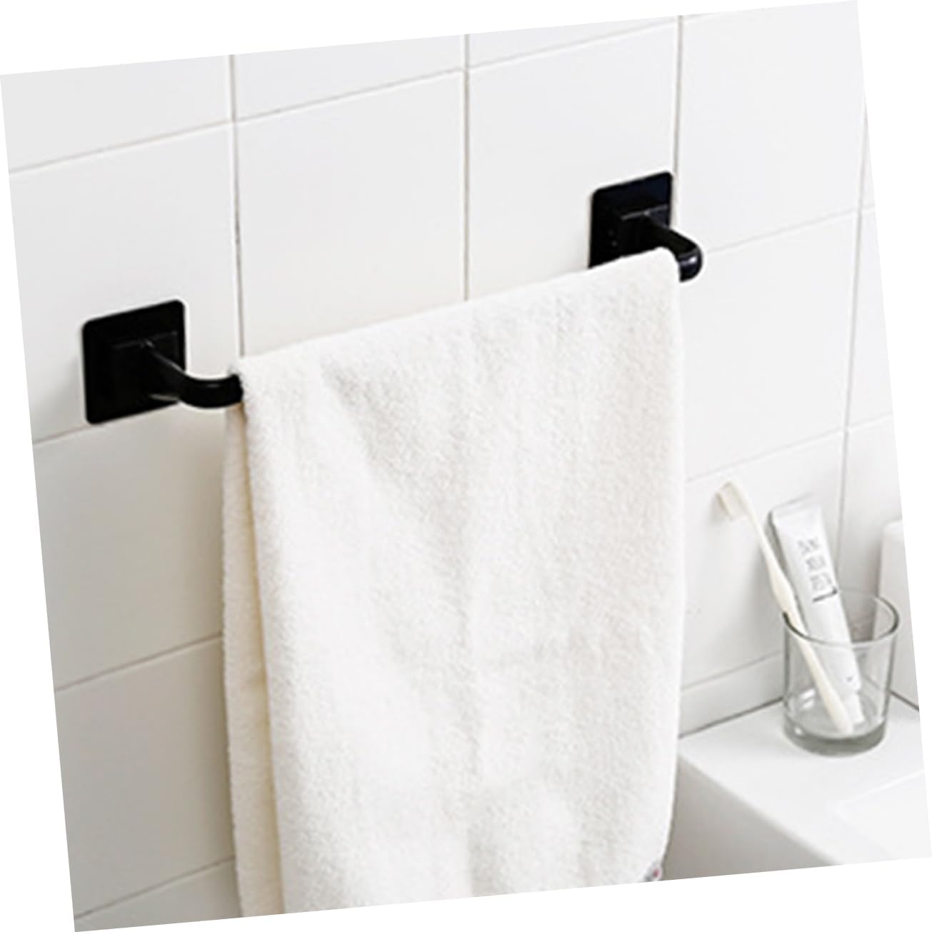 Jojofuny Plastic Towel Bar No Drill Bathroom Holder