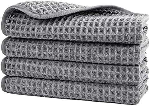 POLYTE Microfiber Lint Free Washcloth Face Towel 4 Pack