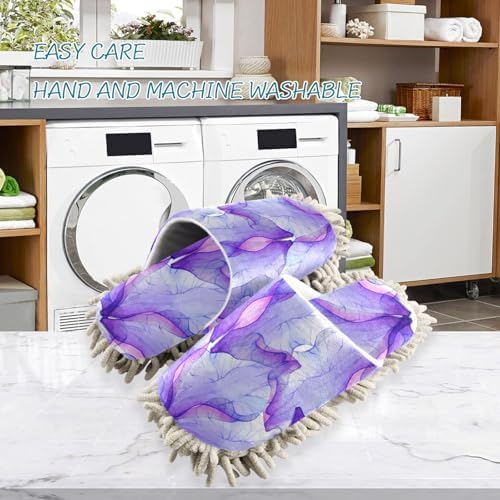 Sinestour Purple Flower Petal Mop Slippers for Floor Cleaning 1