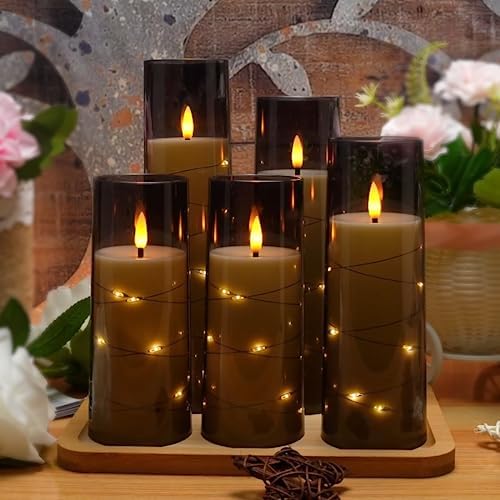 Flameless LED Candles with Timer 5 Pack Grey 1
