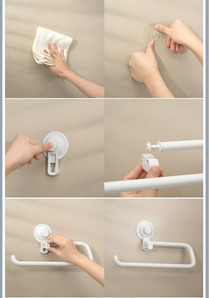 YUURO 12 Inch Suction Cup Towel Bar with 360 Rotation
