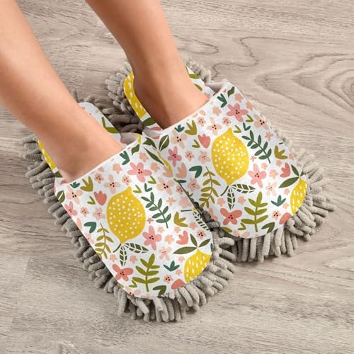 Sinestour Flower Lemon Mop Slippers for Floor Cleaning