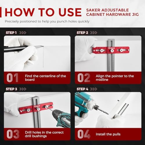 Saker Cabinet Hardware Doweling Jig for Knobs Handles Pulls