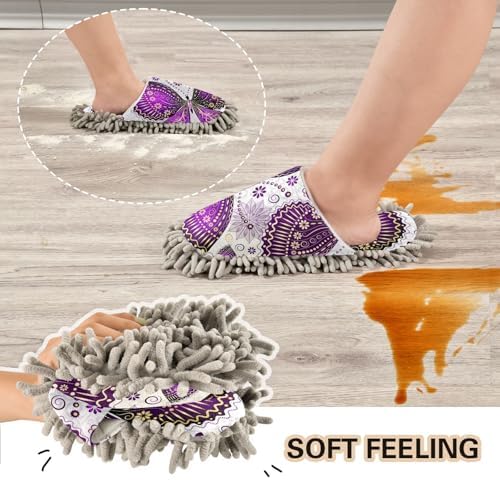 Sinestour Butterflies Mop Slippers for Floor Cleaning