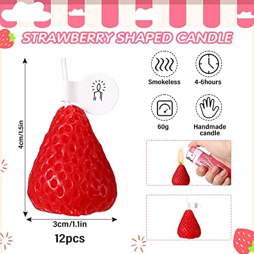 MTLEE 12 Pcs Strawberry Scented Soy Wax Candles
