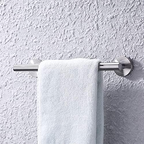 Bathroom Towel Rail Rack with Wall Mount and Hooks - Silver