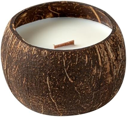 Restaurantware Coco Casa Coconut Shell Candle with Wooden Wick