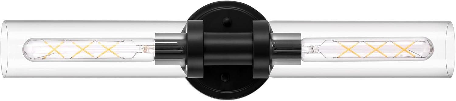 Modern Black Sconces Wall Light with Clear Glass Shade