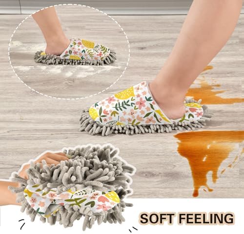 Sinestour Flower Lemon Mop Slippers for Floor Cleaning
