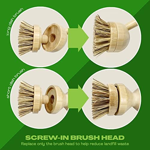 JuneLily Sisal Coconut Dish Brush Heads 2-Pack