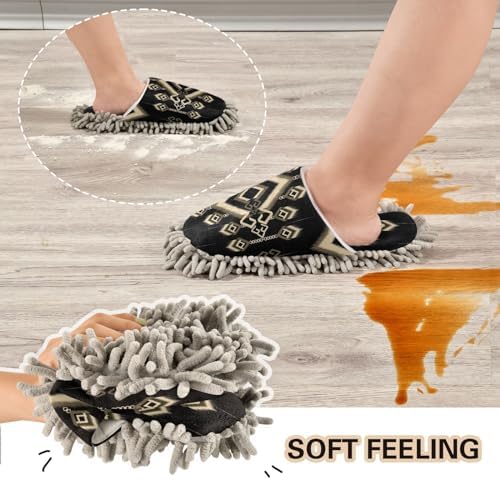 Kigai Microfiber Slippers with Ethic Ikat Pattern - Black Size L