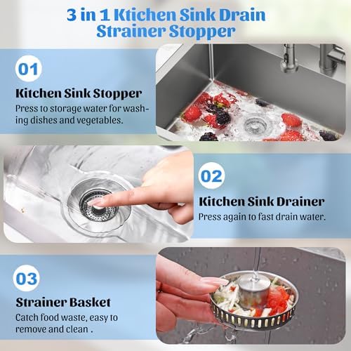 NinjaTiger 3-in-1 Sink Strainer Stopper 2-Pack