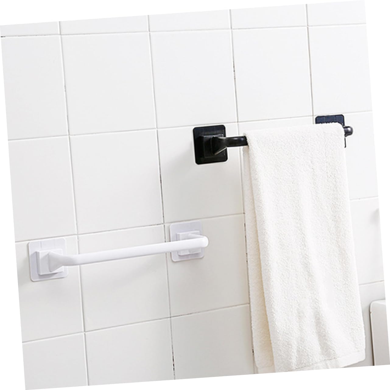Holibanna Black Plastic Towel Rack No Drill