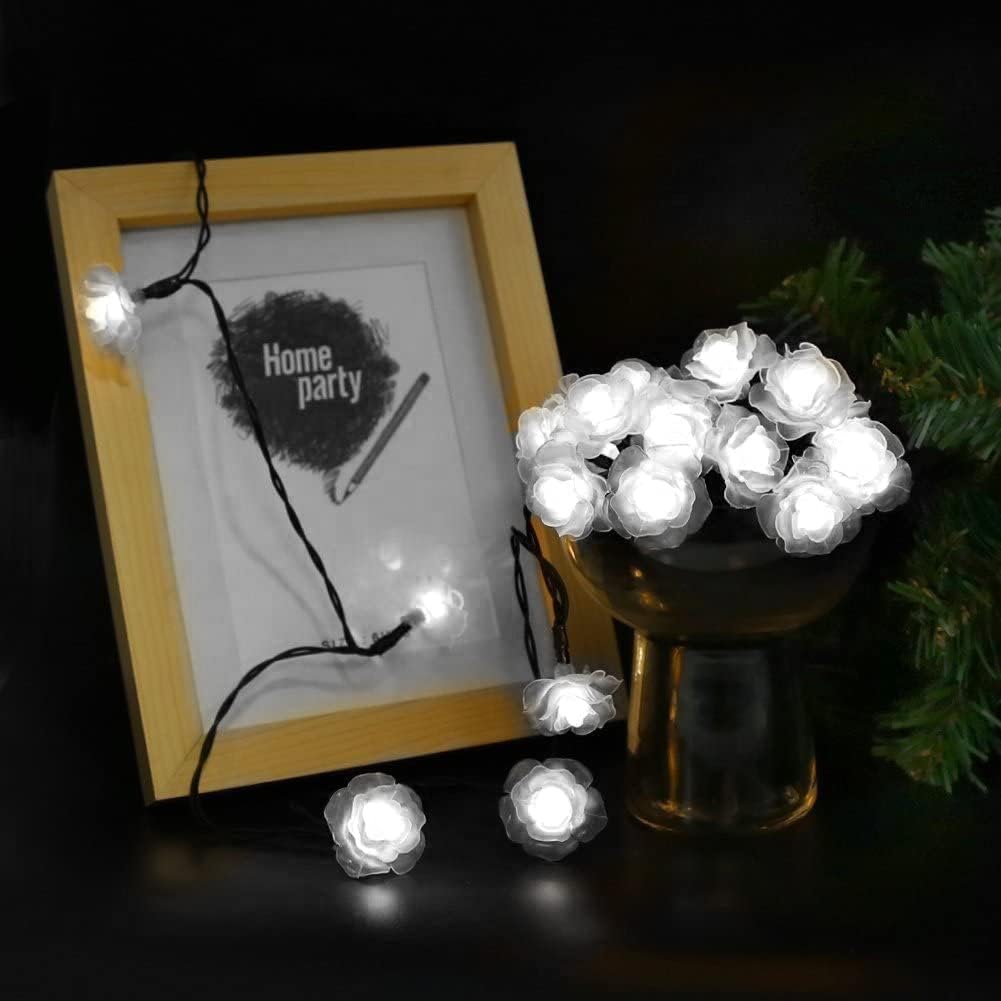 WONFAST Solar Flower String Lights - 20LED Rose White 2 Mode